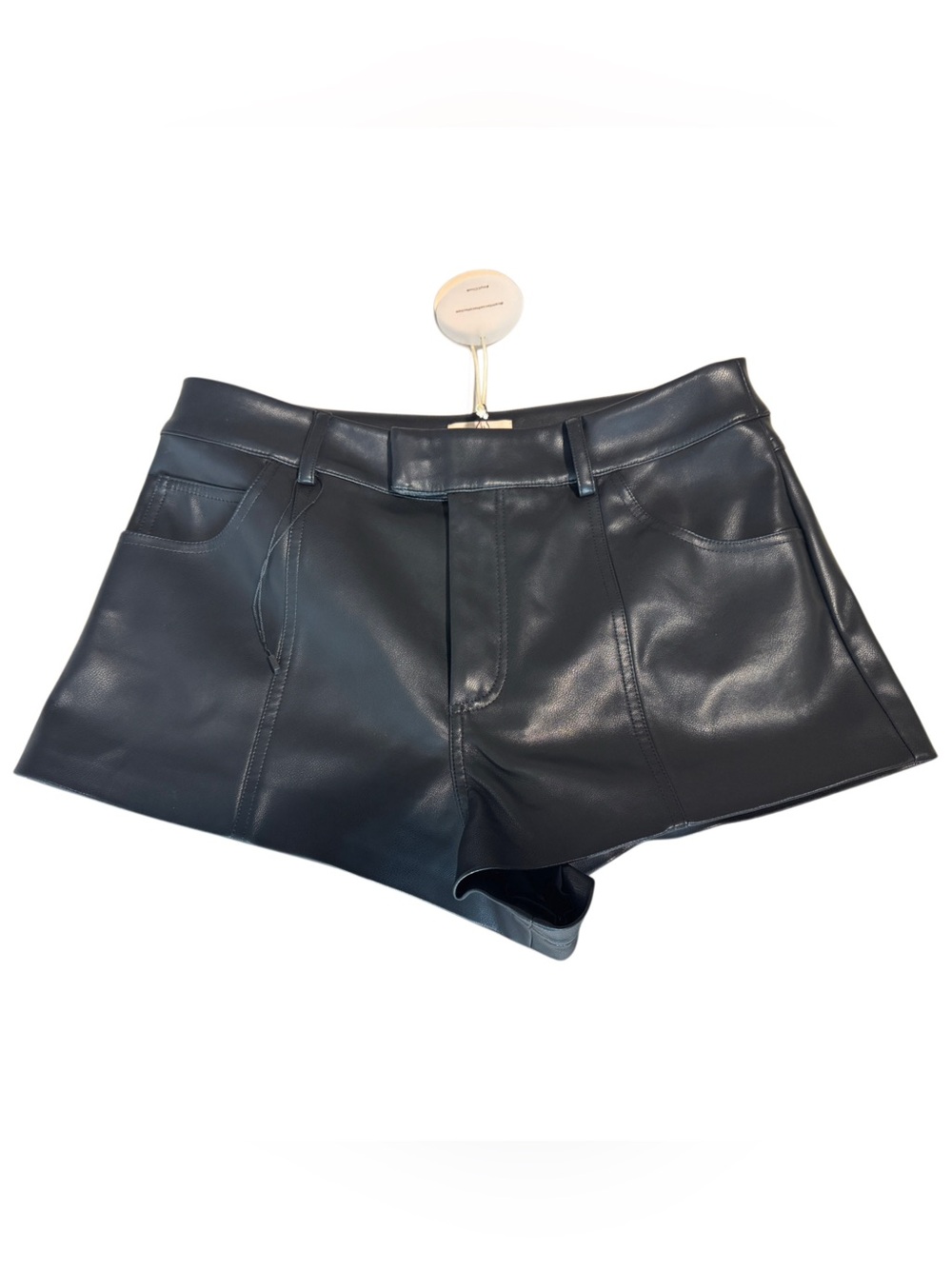 NWT Camila Coelho Black Faux Leather High Waist Shorts